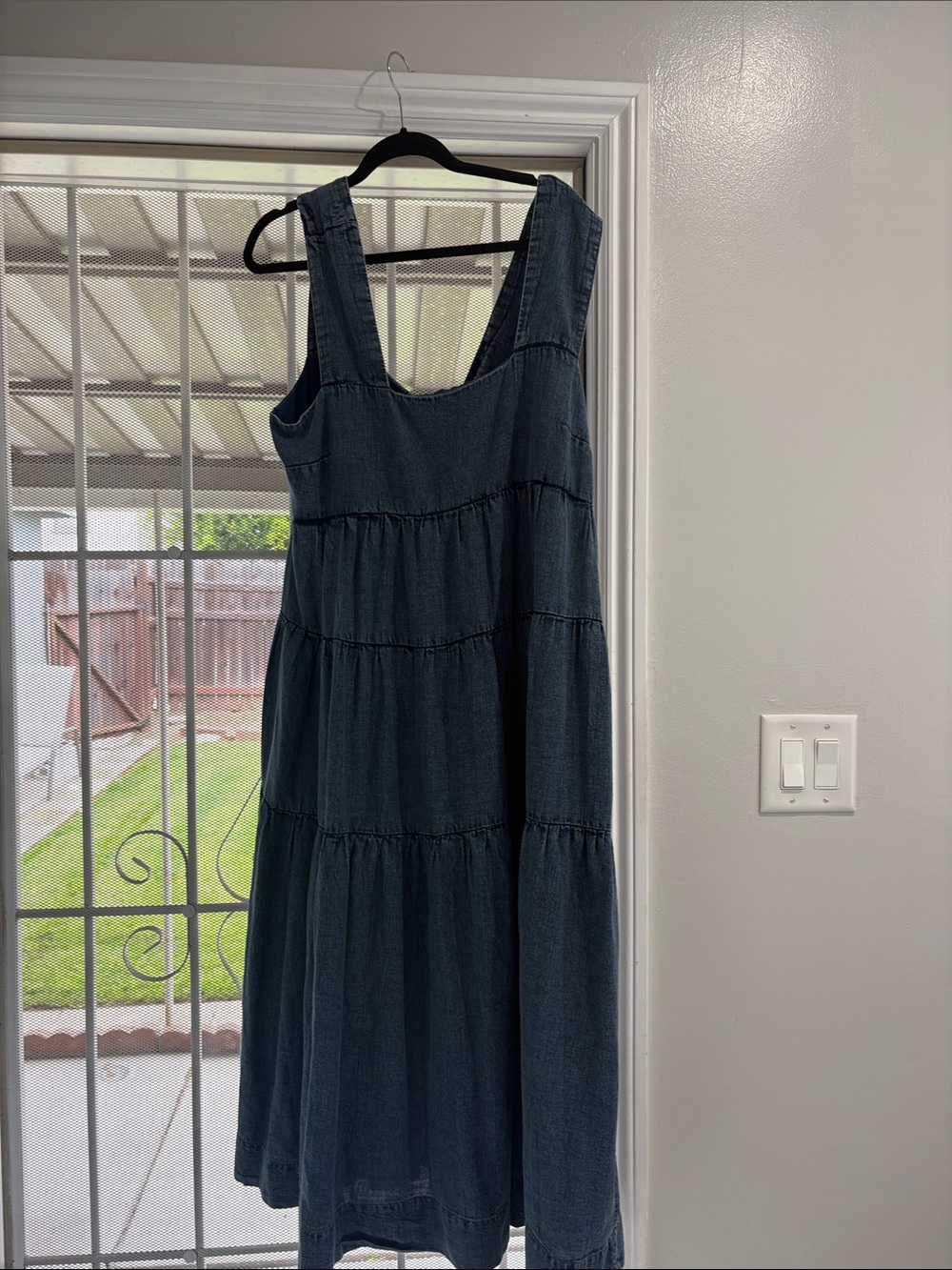 Anthroplogie Sleeveless Denim Tiered Midi Dress - Navy denim